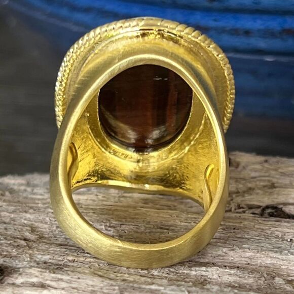 Reddish Brown Faceted Cabochon Sheila Fajl GLOW Statement Cocktail Ring 10 - Picture 13 of 15